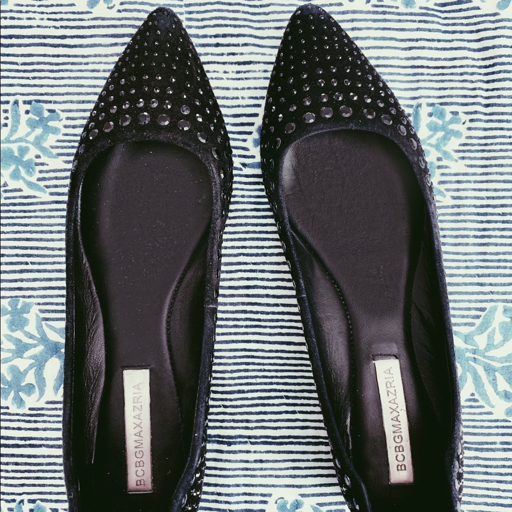 Black beaded BCBG flats